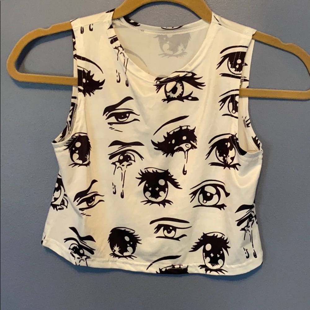 Eyes patterned silky shirt